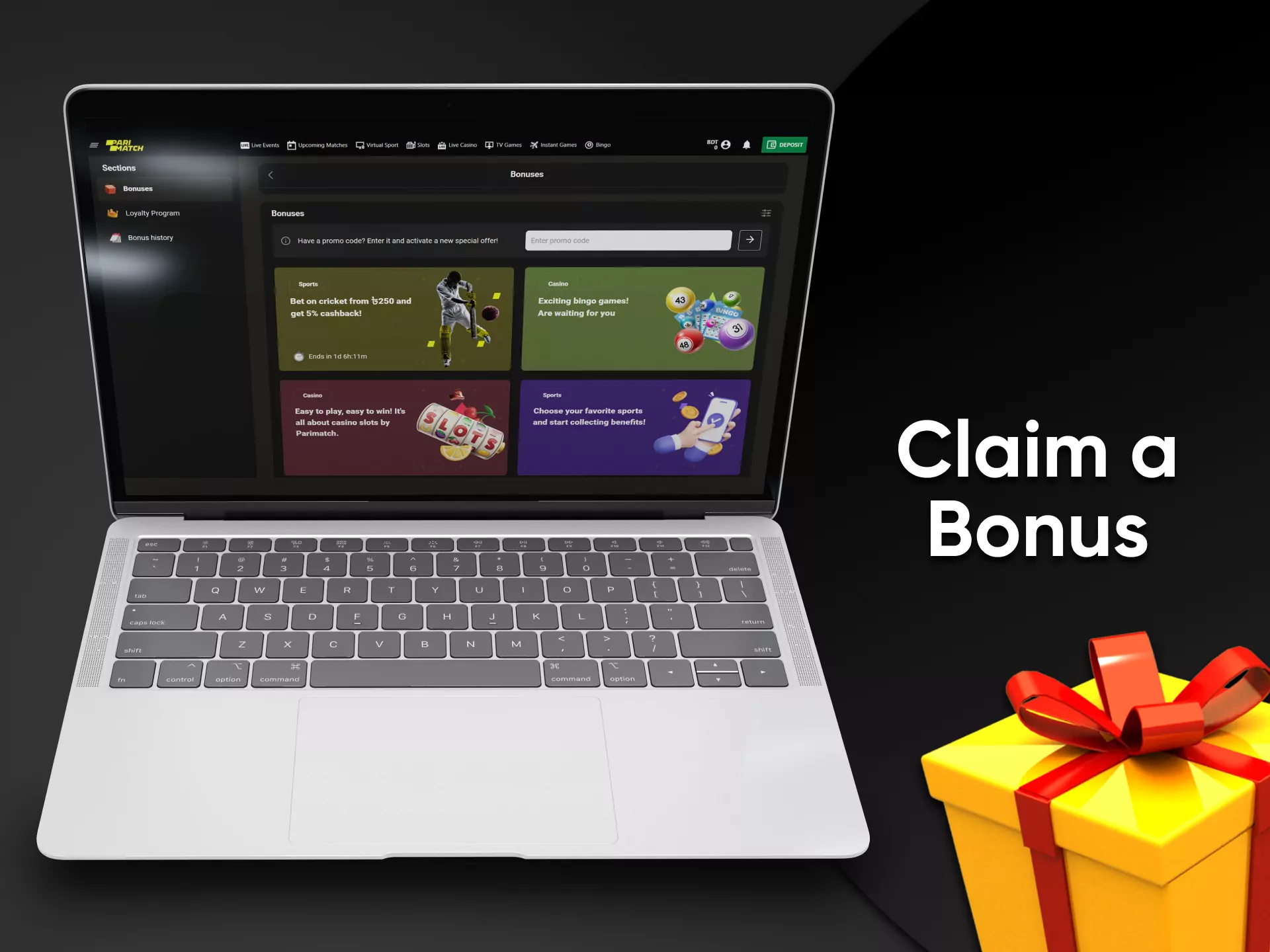 Make a deposit to receive the bonus.