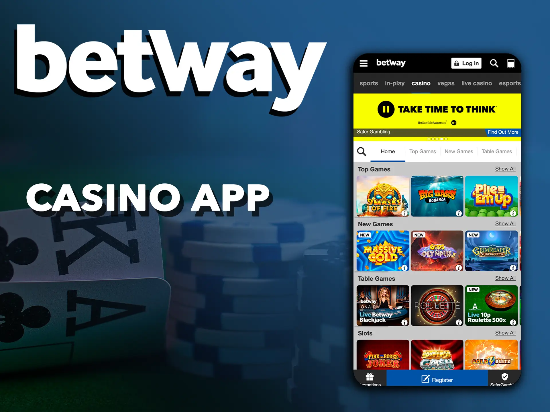 You will be able to play at Betway Casino anywhere you want on your handheld device.