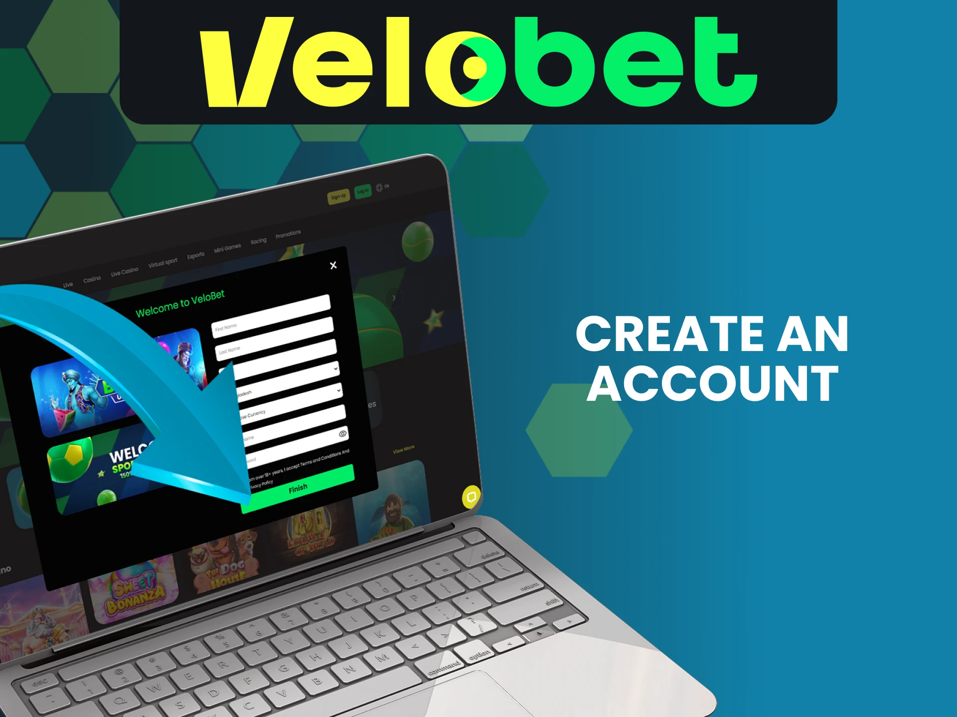 Complete the Velobet registration process.