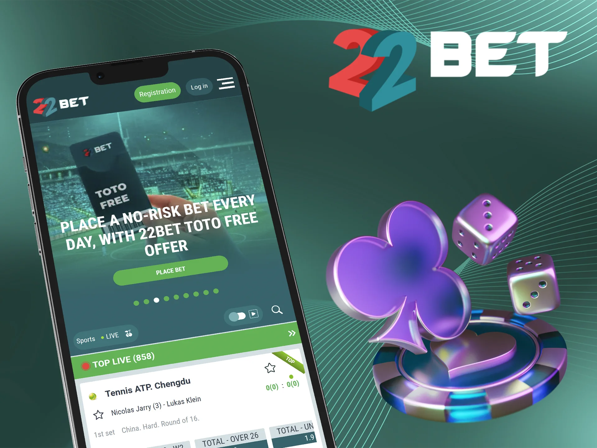 22bet is a legal betting and gambling mobile app.