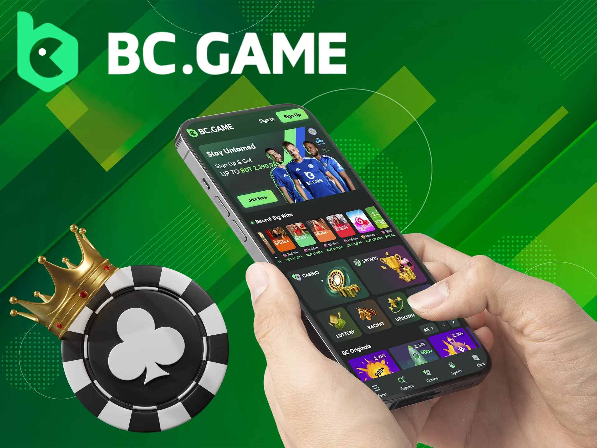 The BC Game app is available for both Android and iOS.