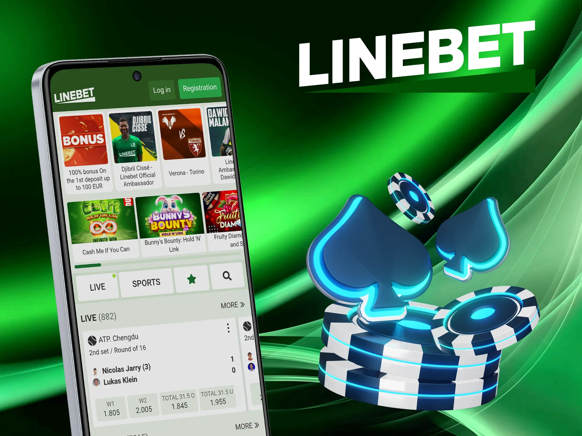 Play your favorite casino games with the Linebet app.