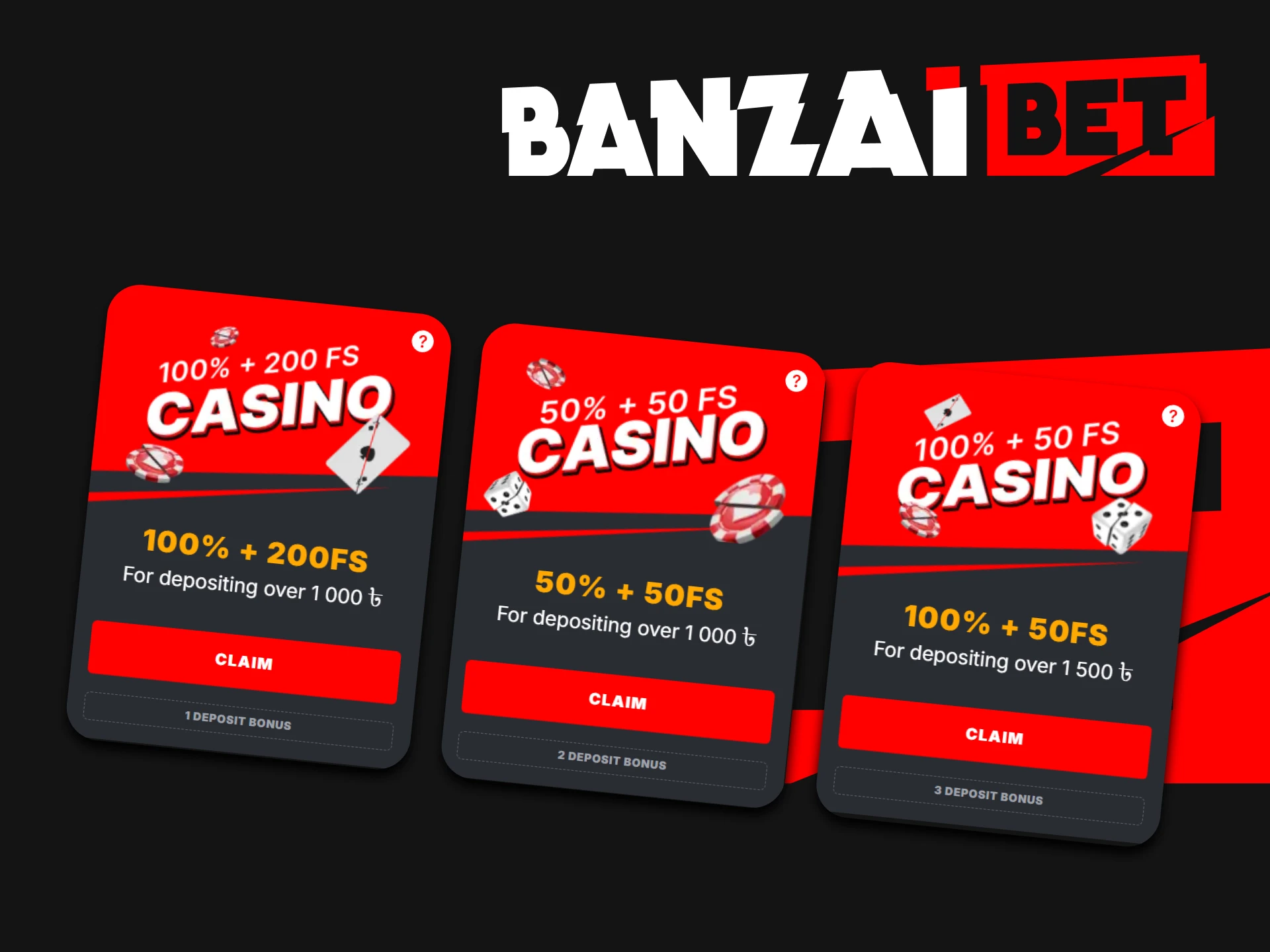 Free spins await users on the Banzaibet website.