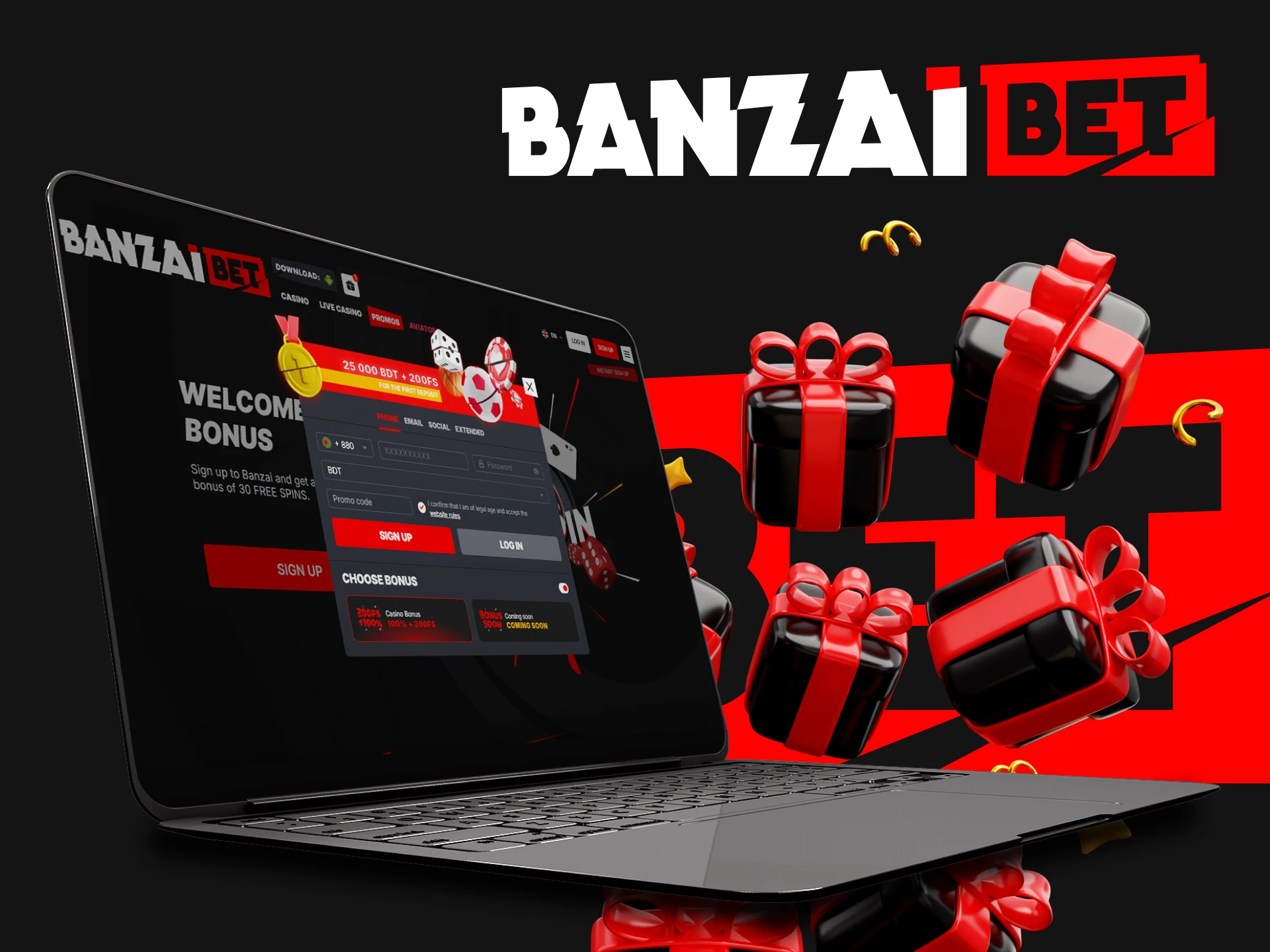 To receive the bonus you need to register with Banzaibet.