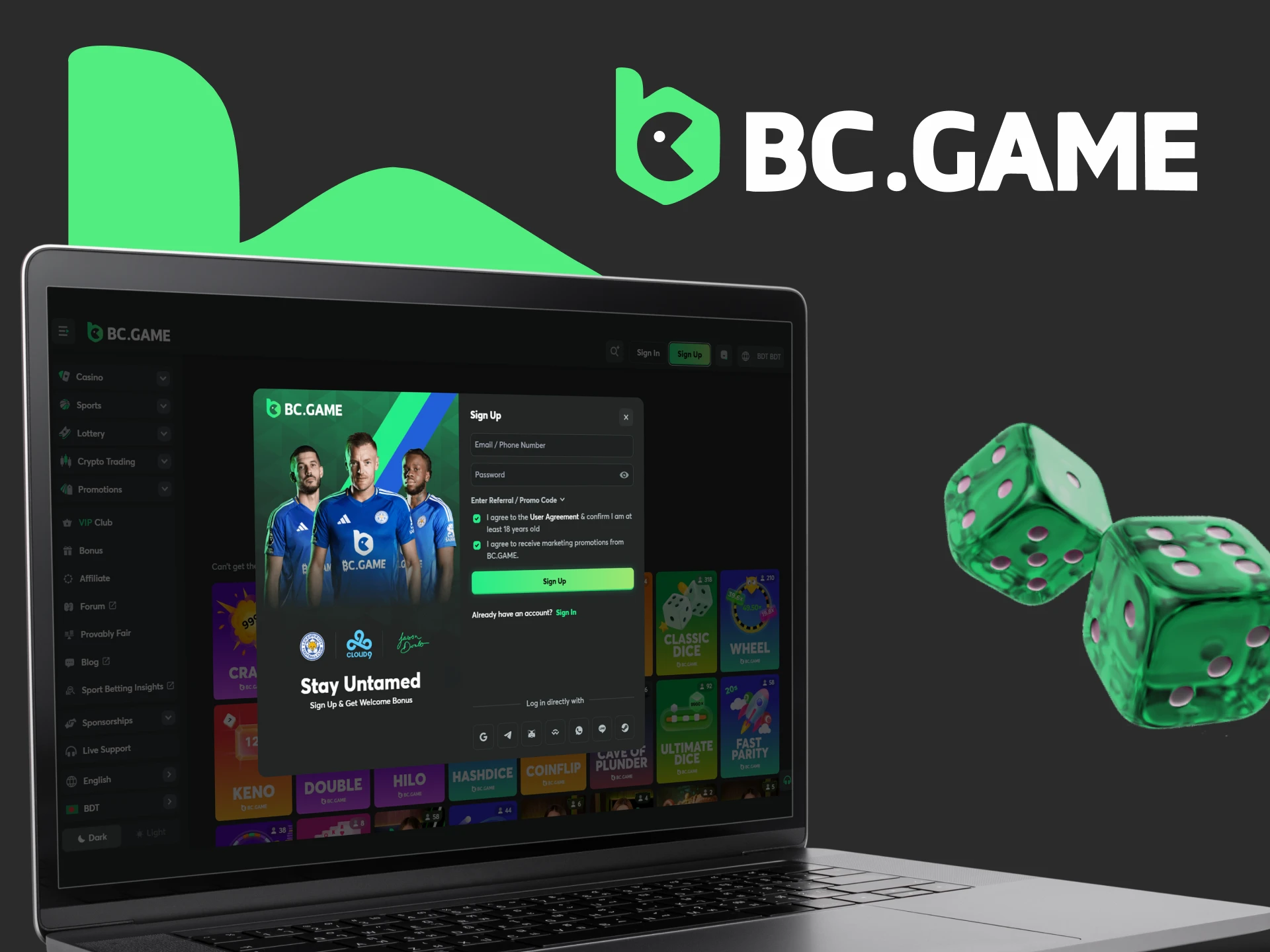 After registering, you will receive a bonus from BC Game.