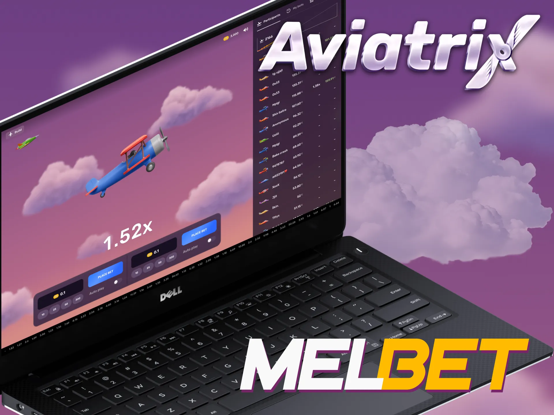 Aviatrix is the popular game at Melbet.