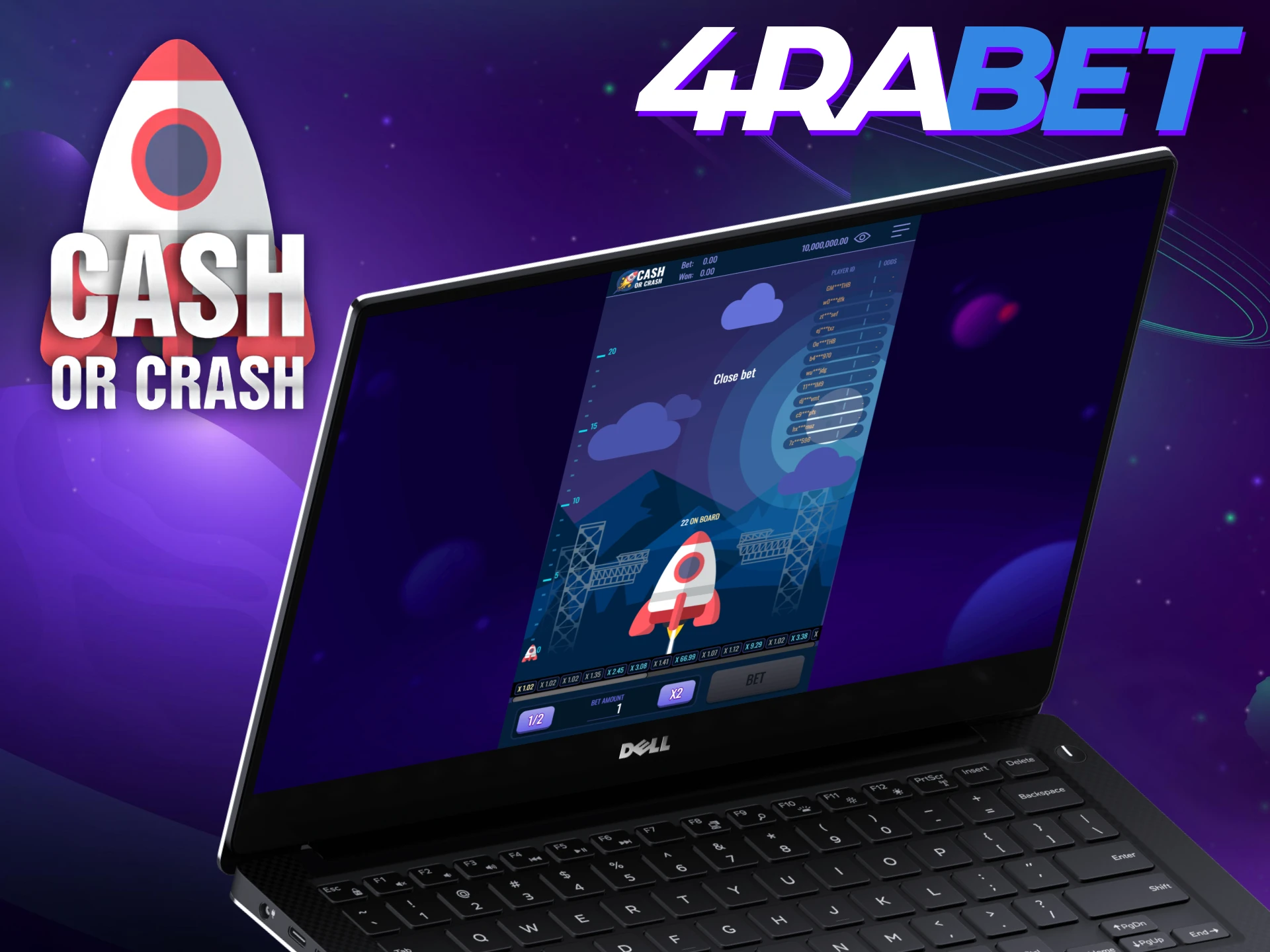 4Rabet provides a simple interface for playing Cash or Crash.