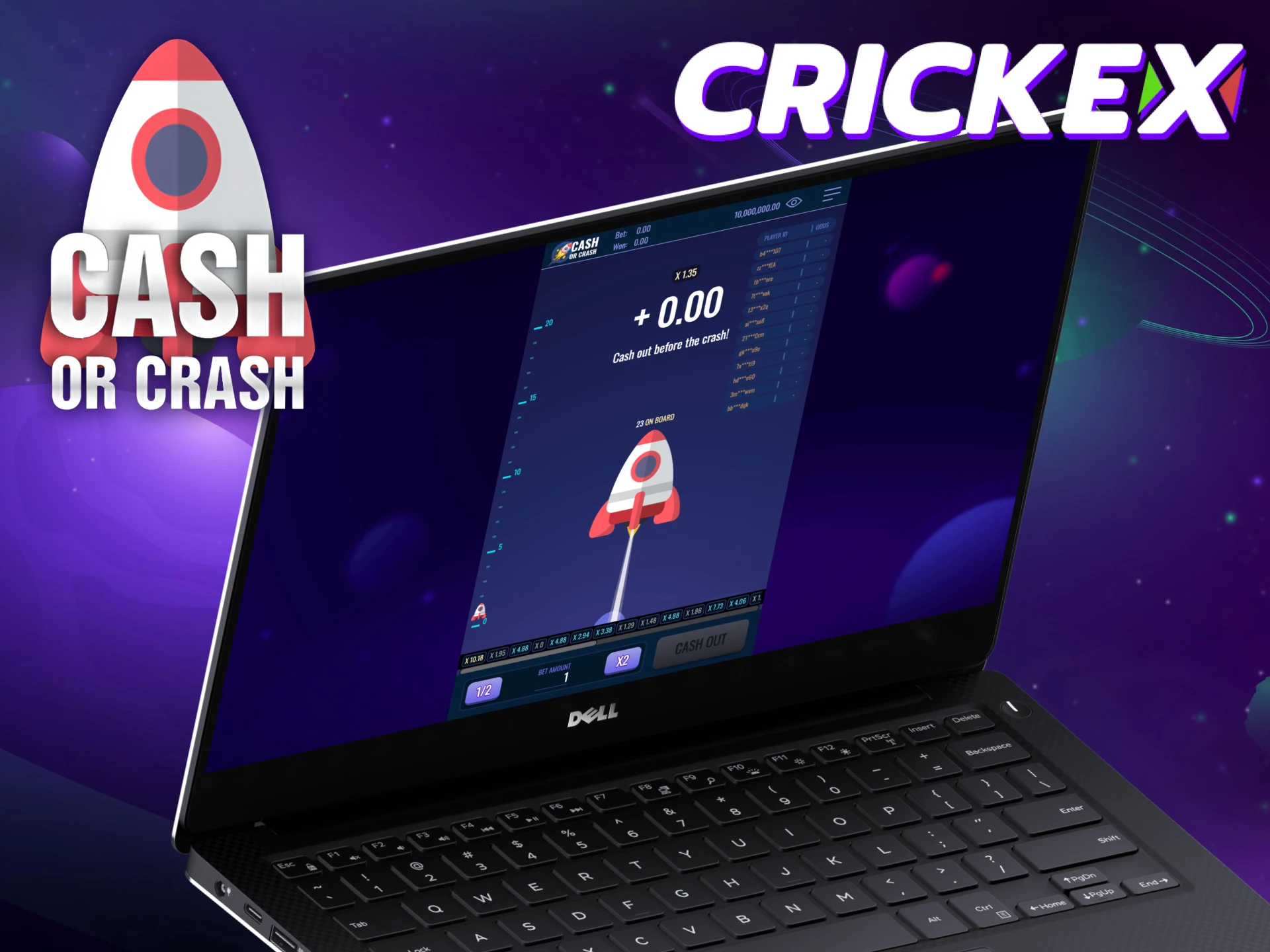 Crickex allows you to enjoy Cash or Crash.