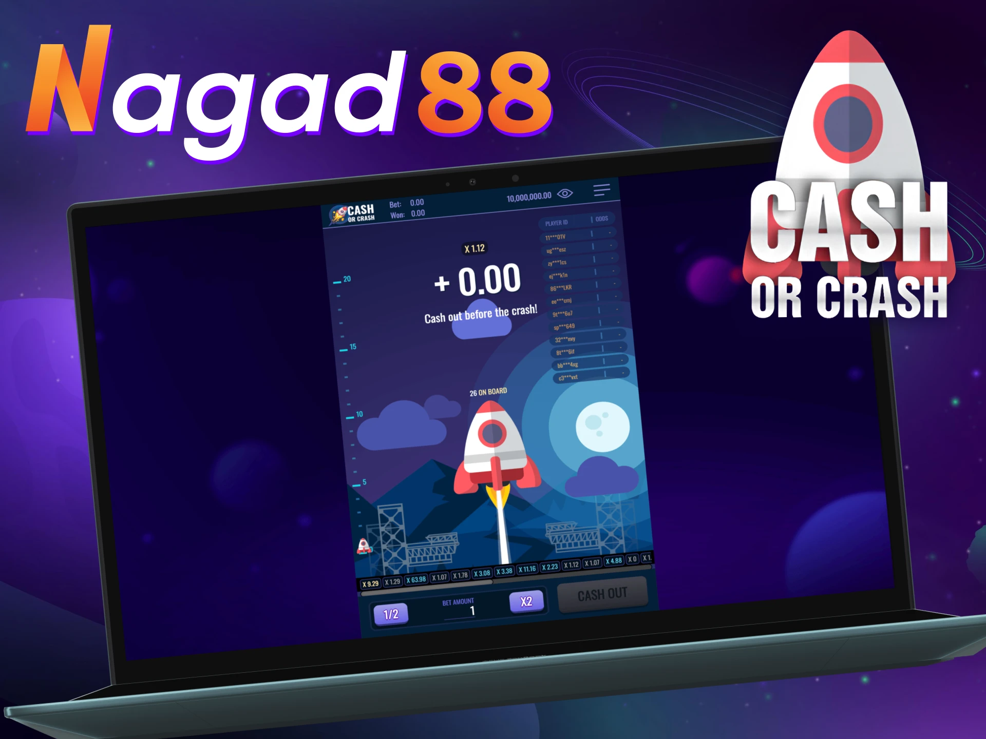 Get your bonus at Nagad88 and start playing Cash or Crash.