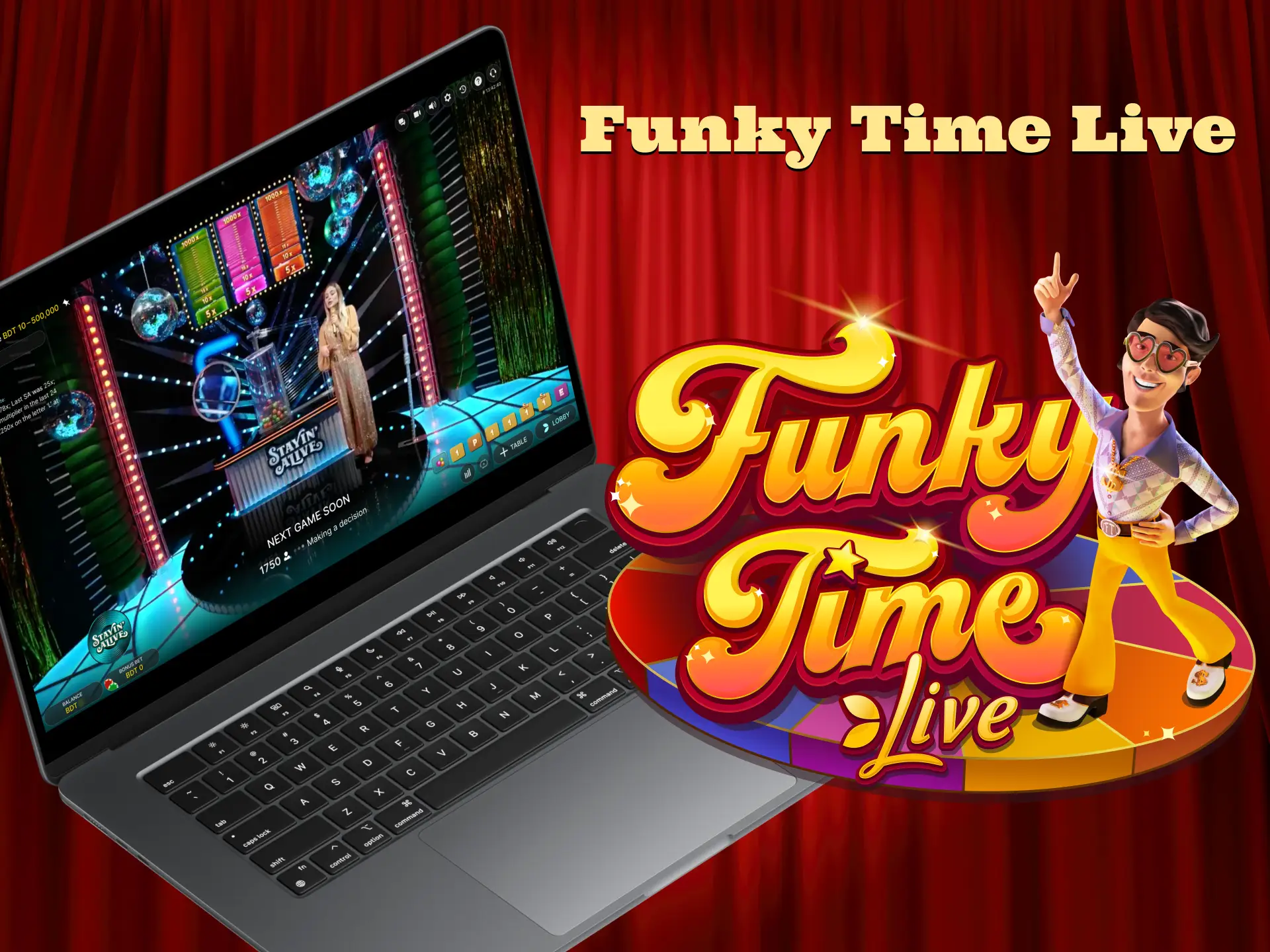 Enjoy the disco-themed live casino game Funky Time.