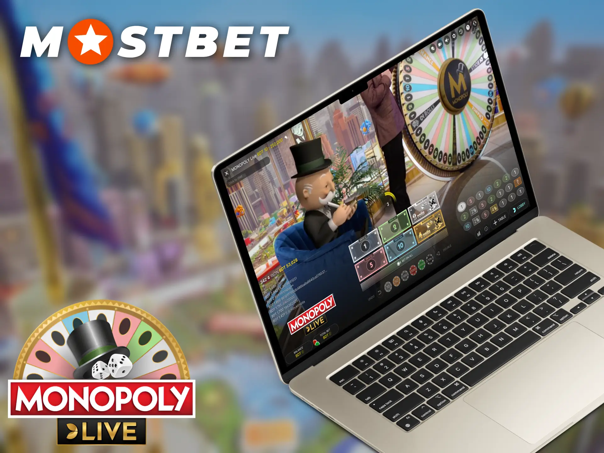 Register and start betting for Monopoly Live at Mostbet.