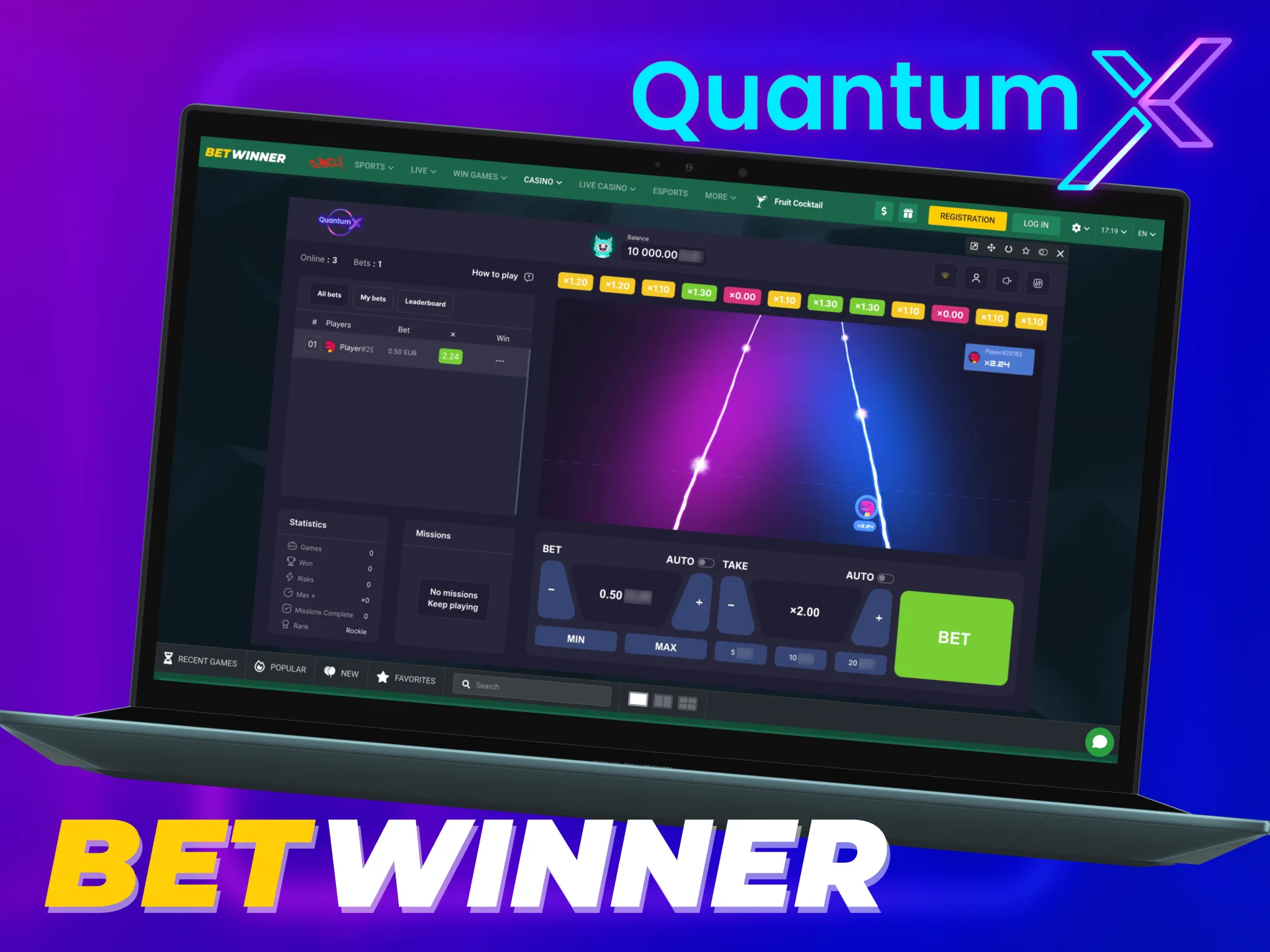 Deposit funds at Betwinner and enjoy Quantum X.