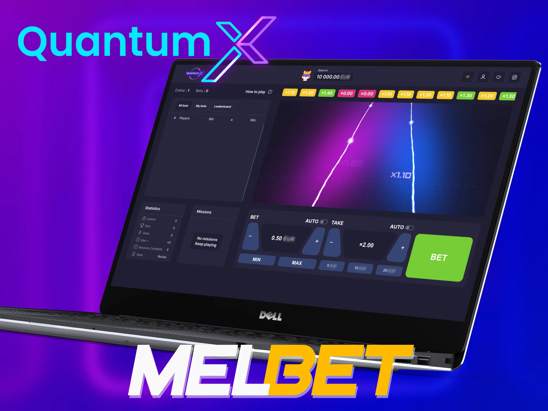 To play Quantum X at Melbet, register an account.