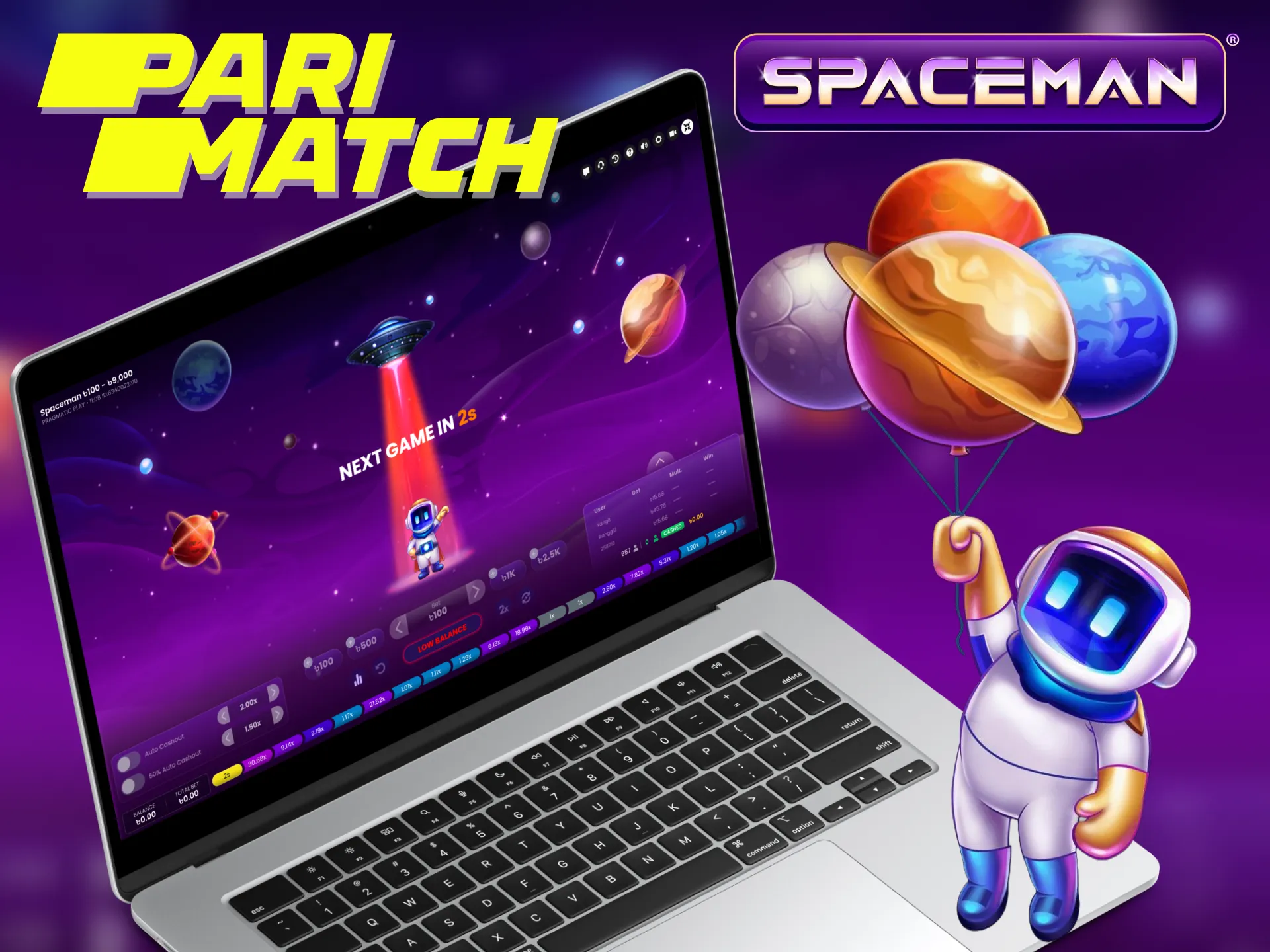 Starting Spaceman at Parimatch is quick and simple.