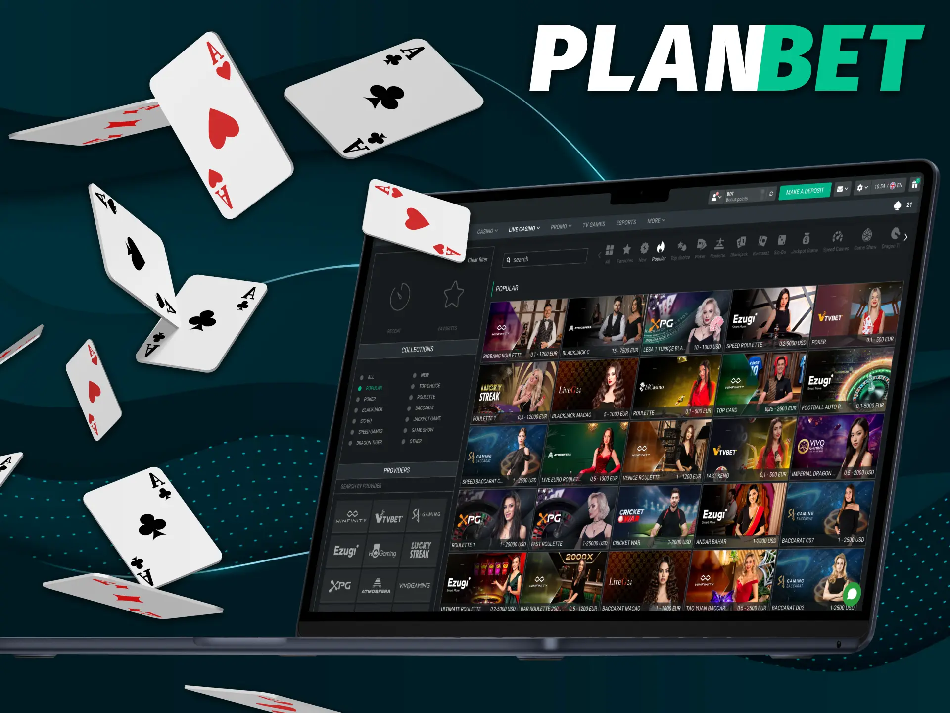 Watch the game in real-time with live casino at Planbet.