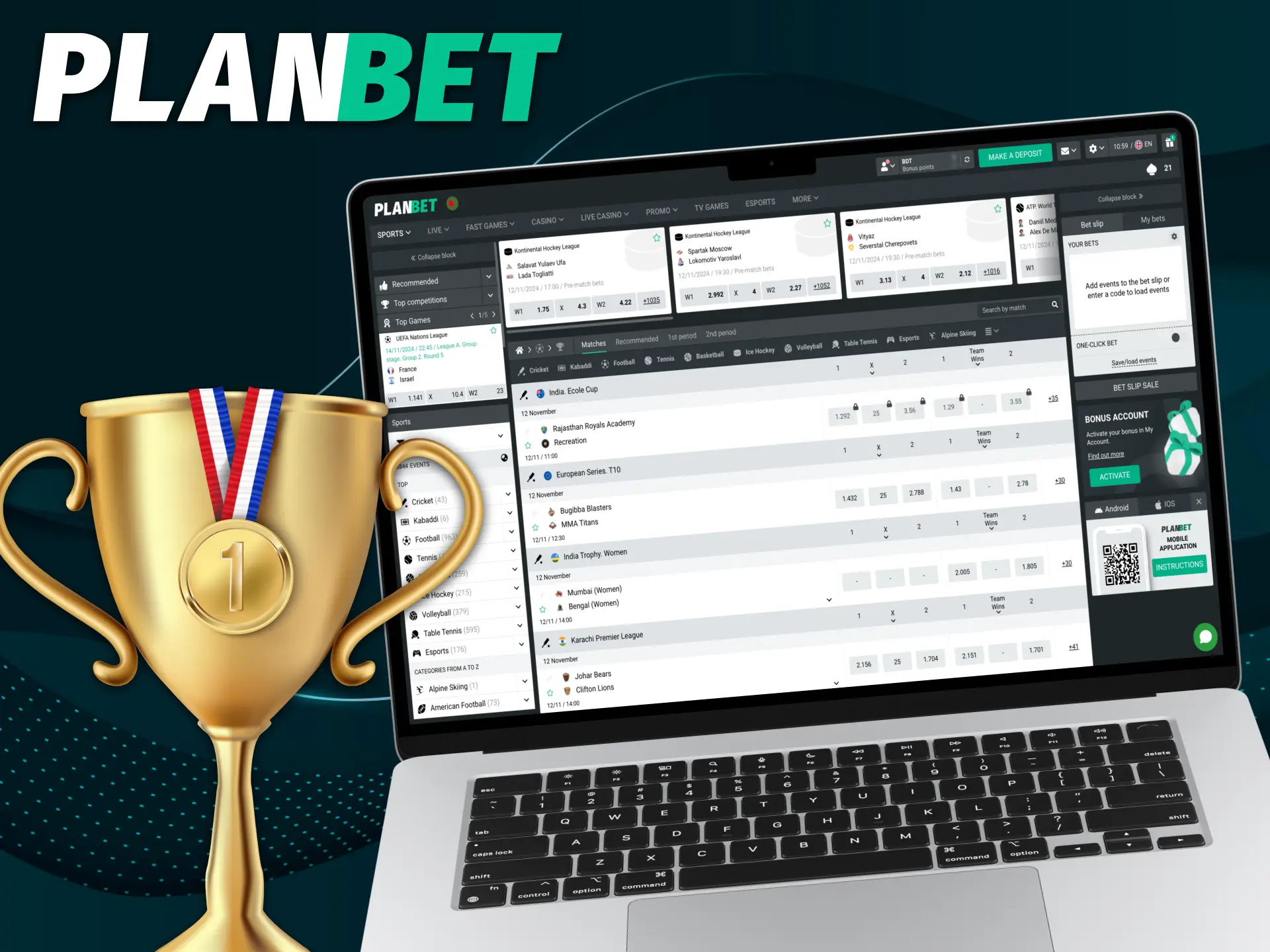 Planbet offers you sports betting services.